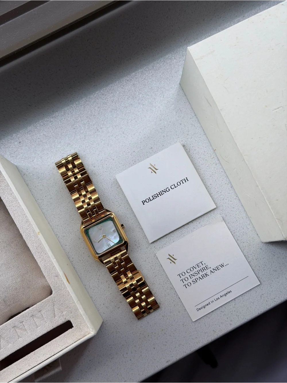 VANNA Geminus Malachite and Pearl Ladies Gold Watch